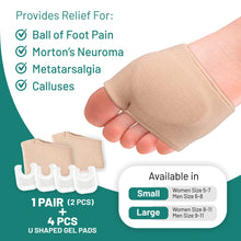 Load image into Gallery viewer, Fabric Metatarsal Sleeve With Cushion : Ball of Foot Slip On Cushions - 1 Pair