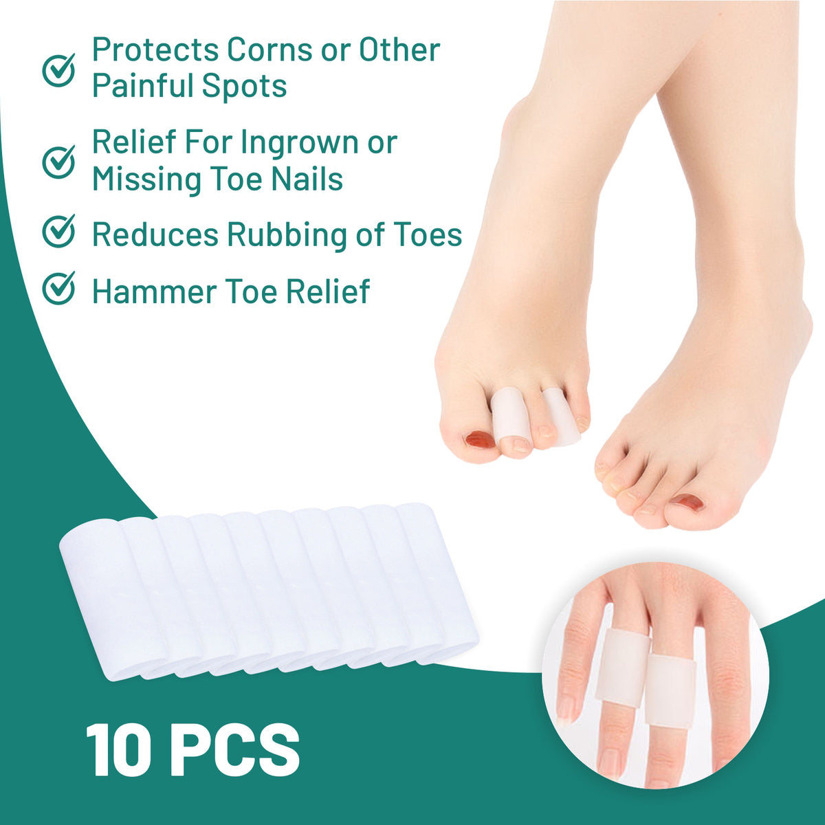 Pack of 10 Open Gel Toe Protector Caps Sleeves | Better Toes – BetterToes