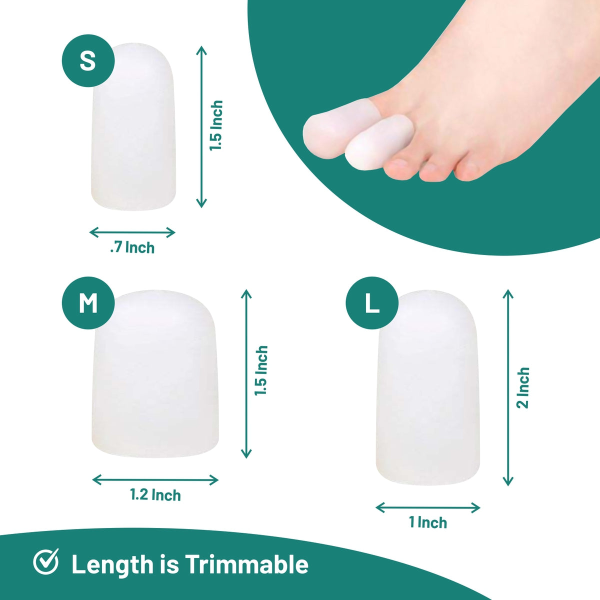 6 Pack of Reusable Gel Toe Protector Caps Better Toes BetterToes