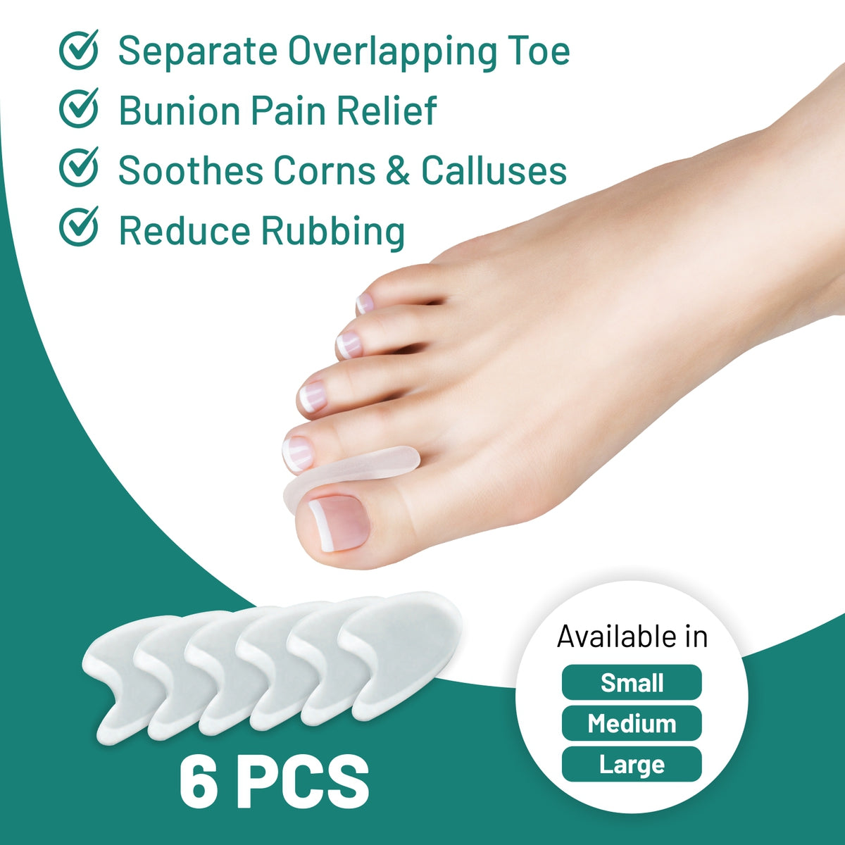 Toe Separators Toe Spacers With No Loops 6 Pack BetterToes