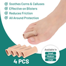 Load image into Gallery viewer, Gel Lined Corn Protector Toe Tubes - 4 Pack